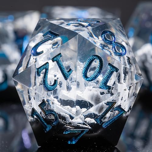 Miniatura 9 de Juego de dados poliédricos de 7 piezas con borde afilado de montaña, juego de dados DND para juegos de rol de Calabozos y Dragones