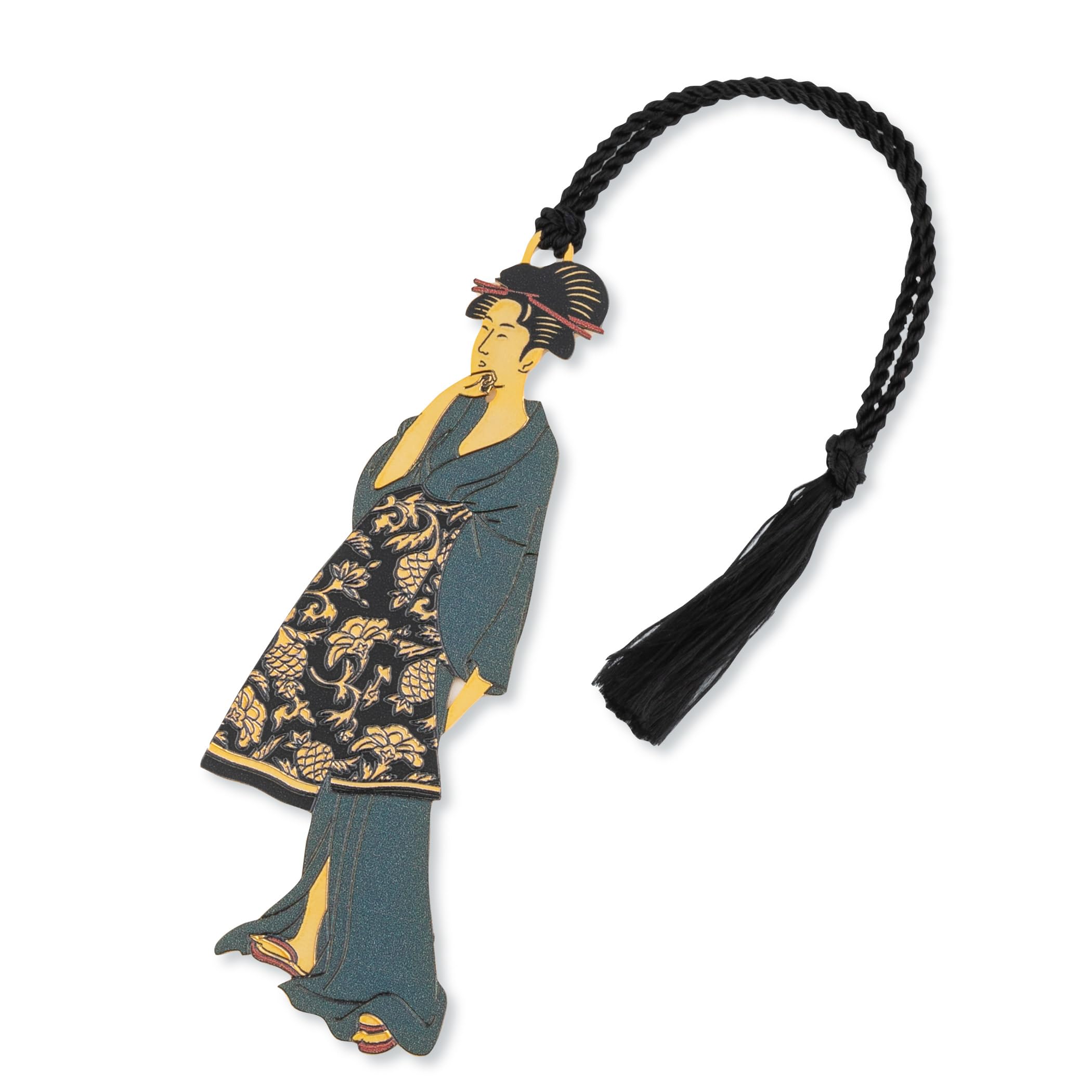 Entropy Design Metal Bookmark (Bookmark - Night Geisha/Kitagawa Utamaro - Evening Cool at Okawabata) Metal Unbreakable/World Famous Paintings Ukiyo-e Japanese Painting Art Stationery Japanese Souvenir