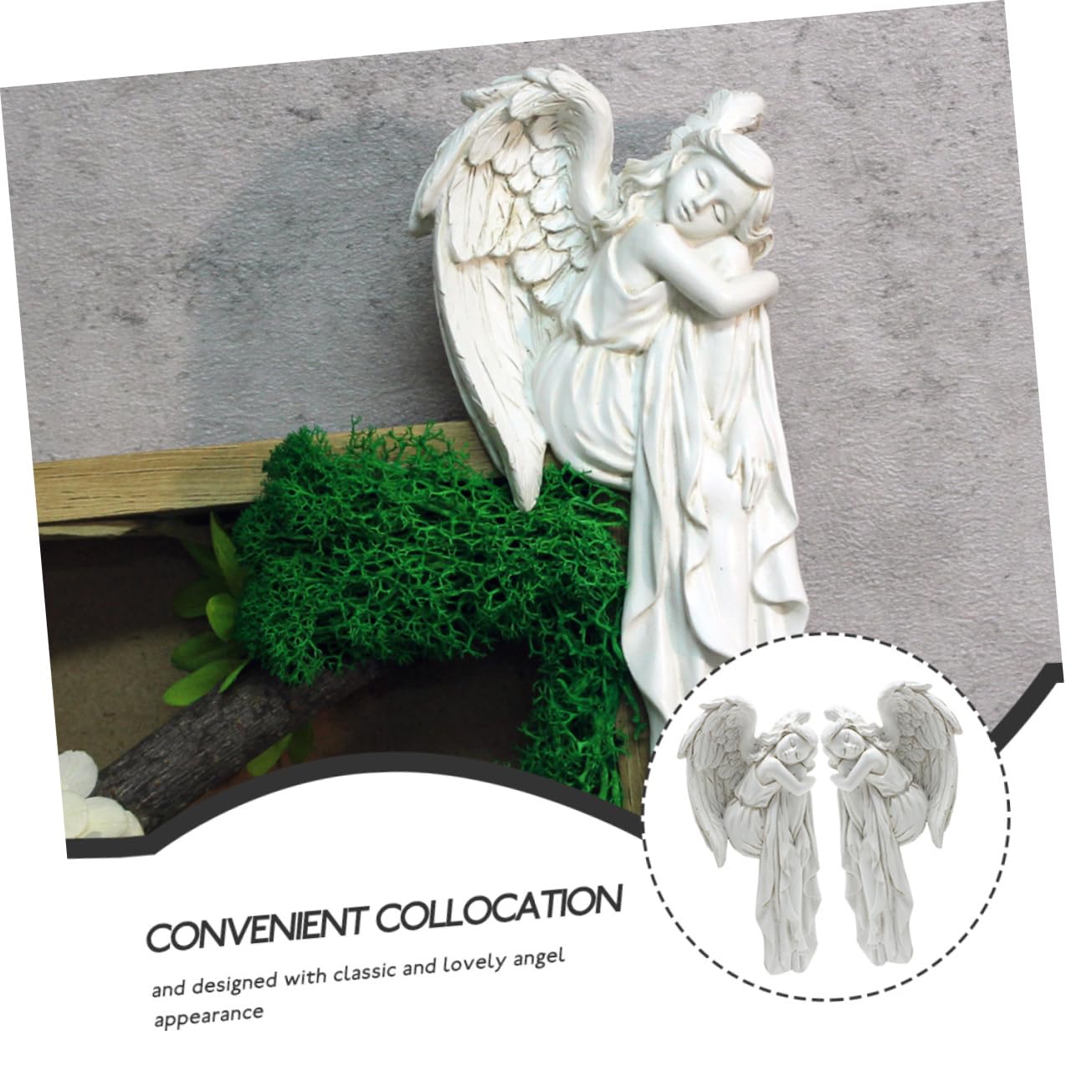 Decorazione Angelo in Resina per Cornice Porta Bianca 2 Pezzi Ornamento Classico per Finestre e Porte Casa Natale