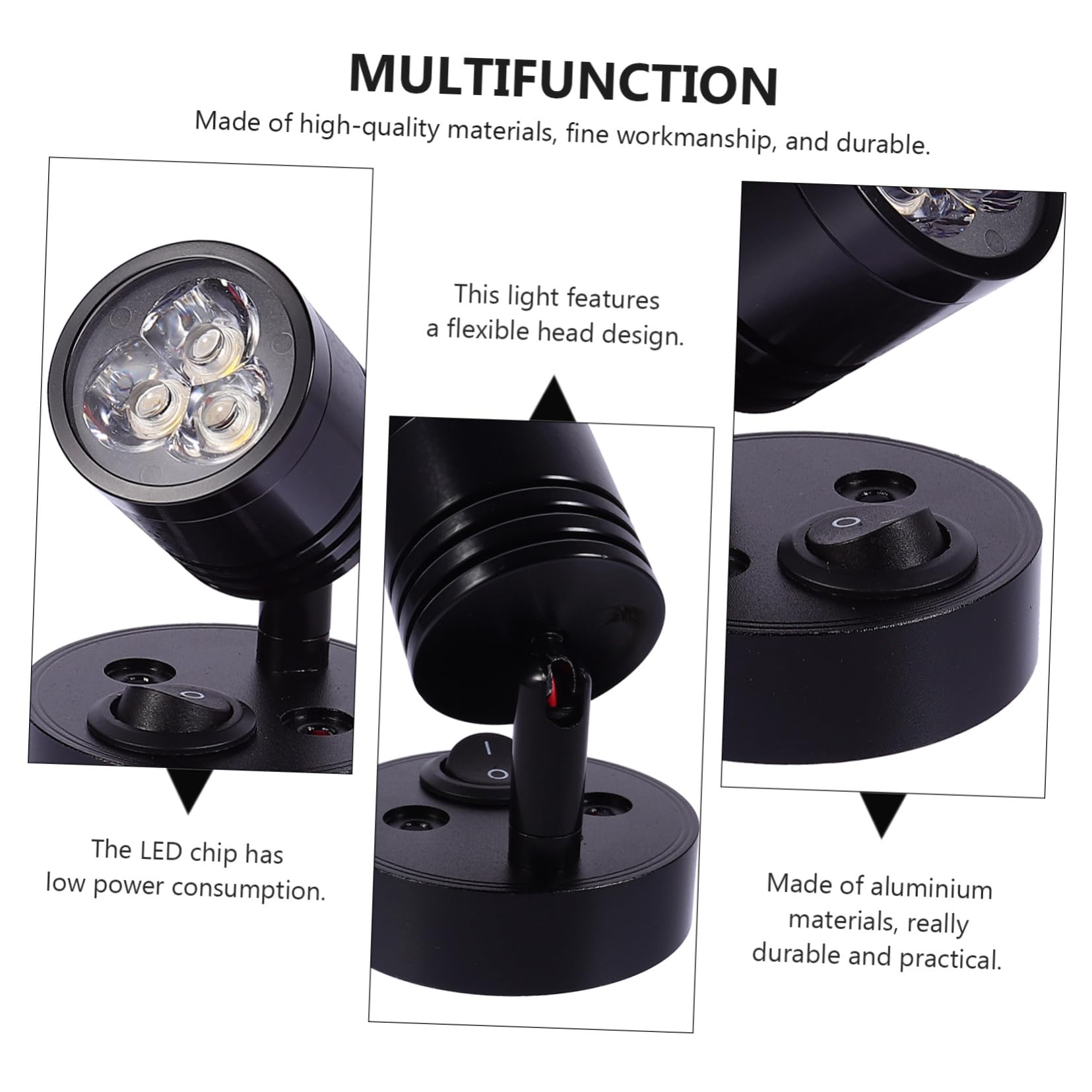 Hemobllo Plafonnier Corps Réglable LED 12v pour Camping-car en Aluminium Noir Lampe Murale LED et Protection Environnementale, Éclairage Intérieur Polyvalent