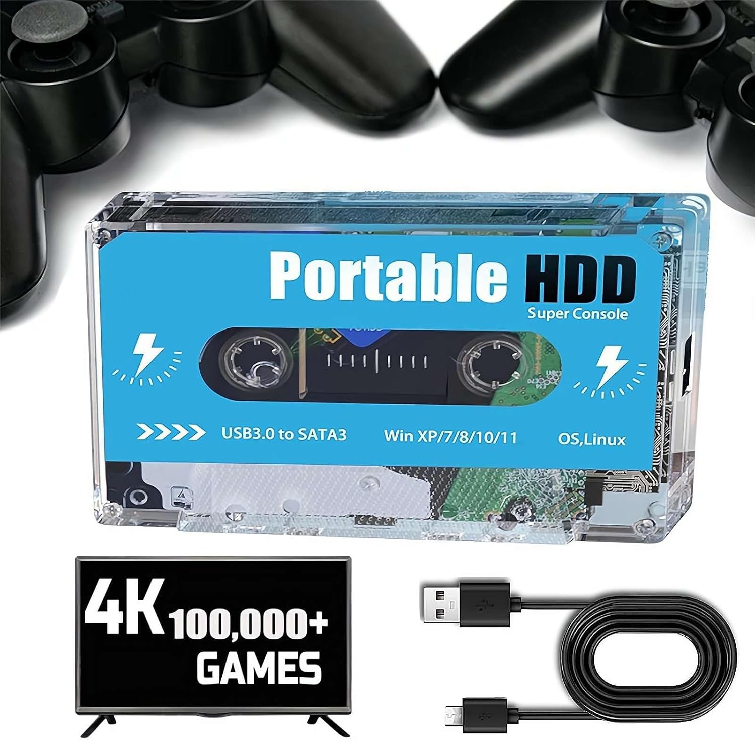 Pocket Super Console – 2024 Ultimate Retro Disk Gaming Console Cassette Support 70+ Simulator,4K High Definition HDMI Output,Plug and Play Video Game Stick Built in 100000+ Games