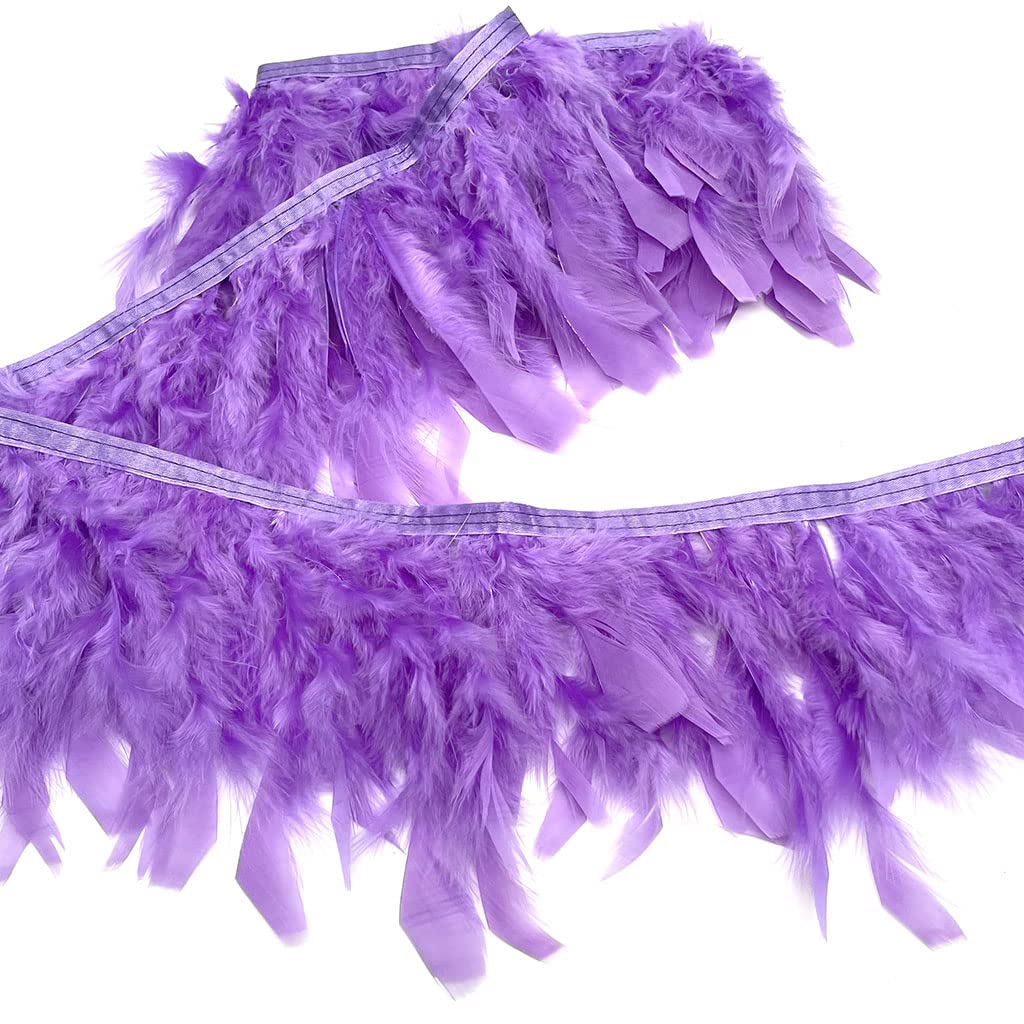 Shekyeon Turkey Feathers Fringe Trim for Party Clothing DIY Sewing Crafts Decoration Pack of 2 Yards (Light Purple) — image 1