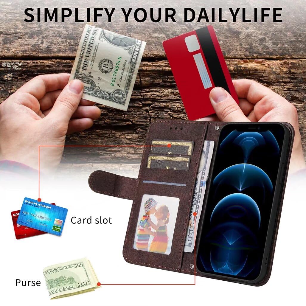 SEAHAI Cover per Realme 14 Pro+ Plus 5G, Custodia Pelle Flip Portafoglio con Kickstand/Slot per Schede/Protezione RFID, Premium PU/TPU Antiurto Magnetica Libro Case - porpora