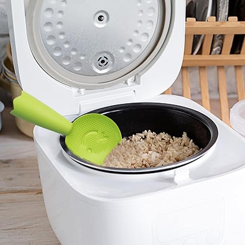 Miniatura 8 de Cuchara de arroz  Bonita espátula para servir arroz con cara sonriente  Paleta de arroz antiadherente con mango largo, soporte para servir arroz