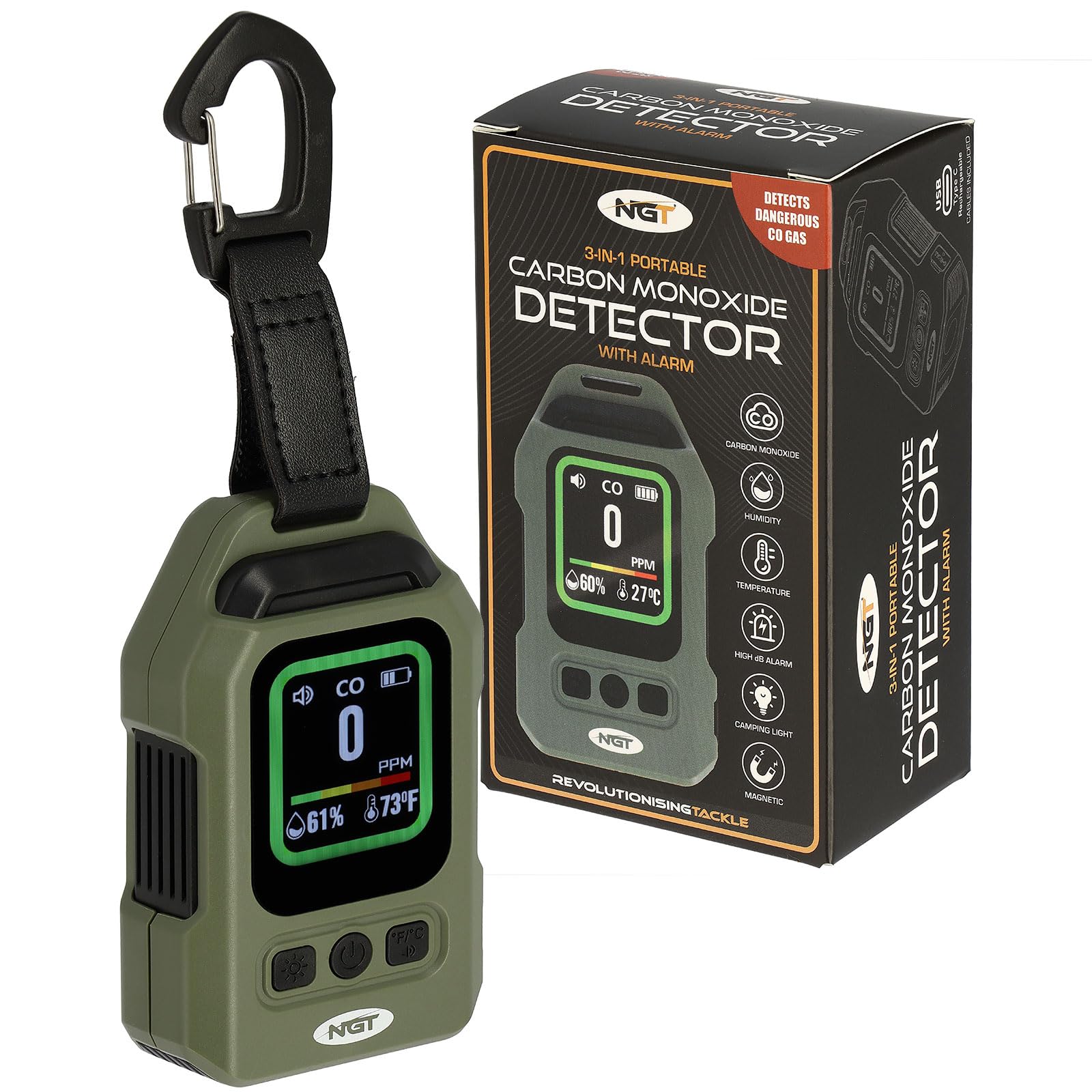 NGT Carbon Monoxide (CO) Detector Alarm Travel Camping Fishing Tent & Car