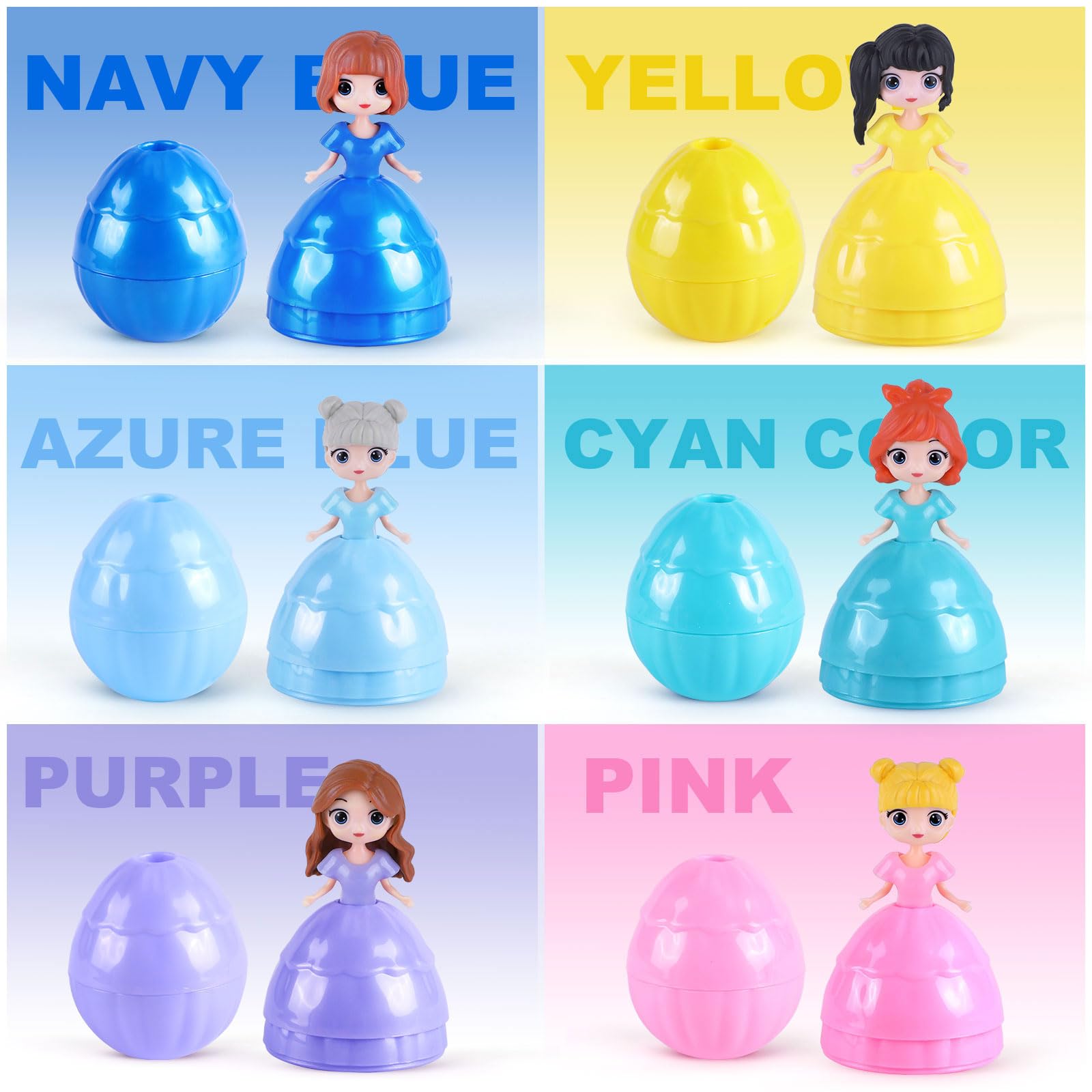 Uiseba 12 PCS Princess Prefilled Easter Eggs, Easter Basket Stuffer,Hunt Gifts for Kids, Classroom Prize and Party Favors