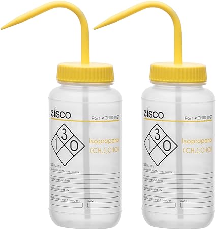 EISCO 2PK Wash Bottle For Isopropanol, 500ml - Labeled With Color Coded Chemical - View #4