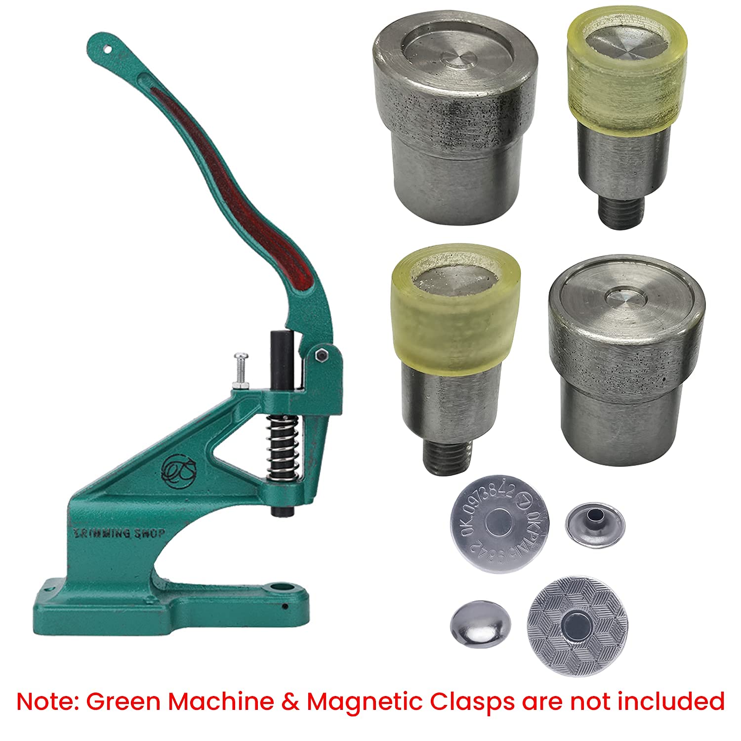 Juego de troqueles de cierre magnético, remache de doble tapa, cierre magnético, troqueles de fijación para máquina universal de prensa manual verde para bolsos, bolsos, mochilas, 18 mm