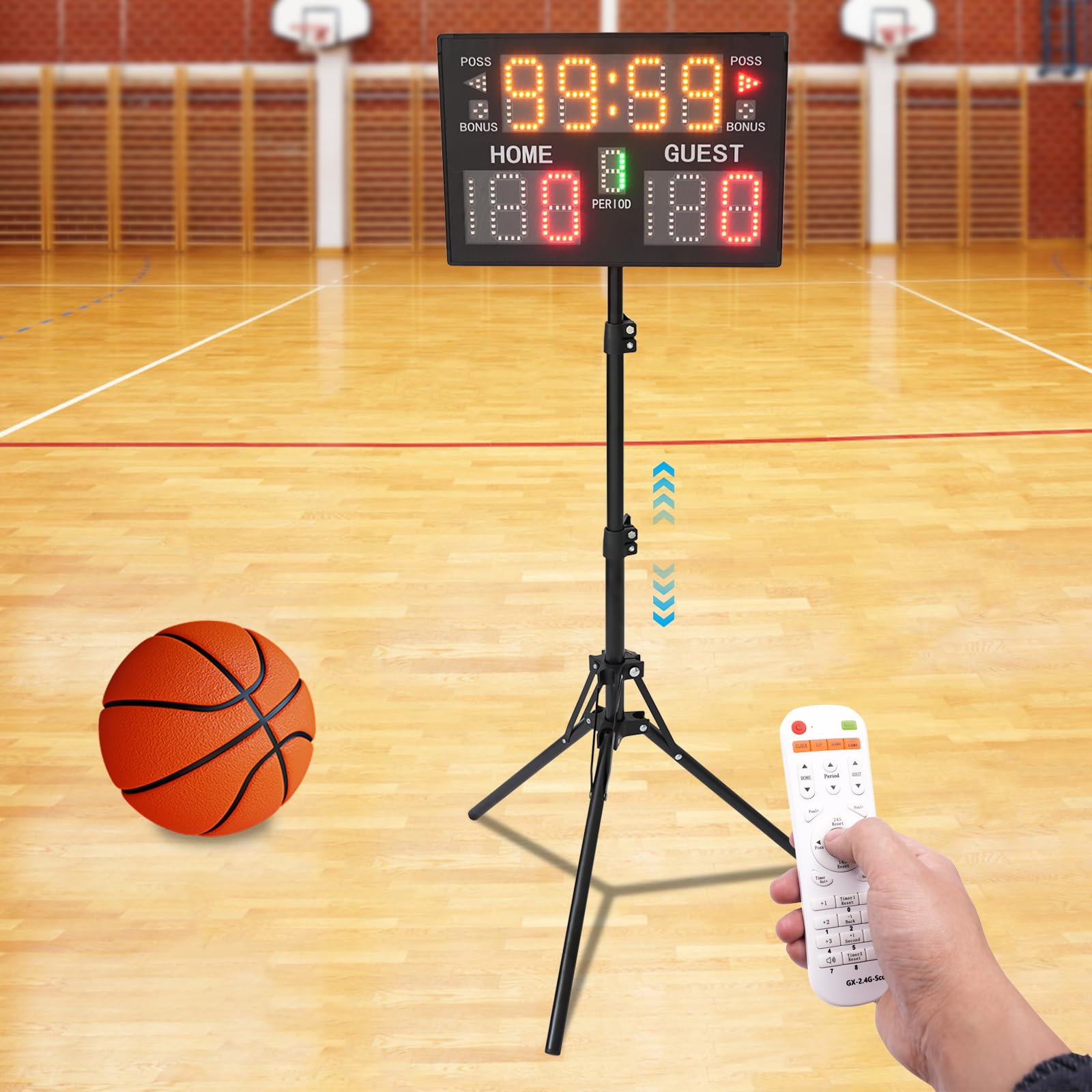 Anzeigetafel Elektronisch, Led Anzeigetafel Fussball mit Fernsteuerung und Stativ, mit Erinnerungston und Countdown-Funktion Scoreboard für Basketball, Volleyball Badminton Indoor Outdoor Sports