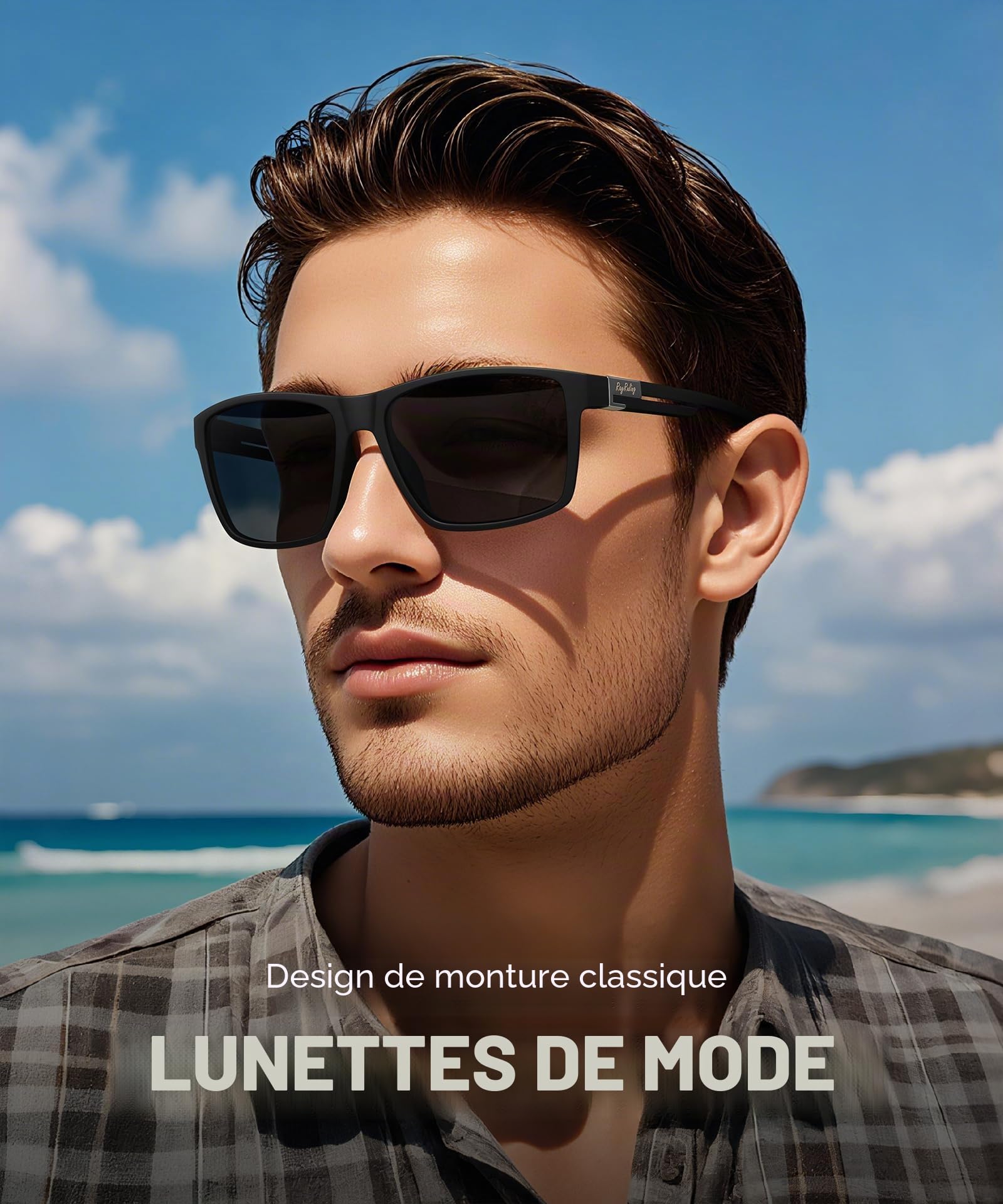 Lunettes de soleil polarisées homme femme, lunettes légères TR90 avec protection UV400, verres TAC anti-éblouissement pour conduite, pêche et usage quotidien, lot de 2