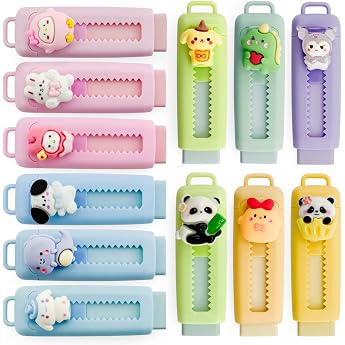 Pack of 12 Retractable Erasers Cute Erasers Multiple Colours Push Pull Erasers Children for Students Writing Office Drawing Party Gifts for Children