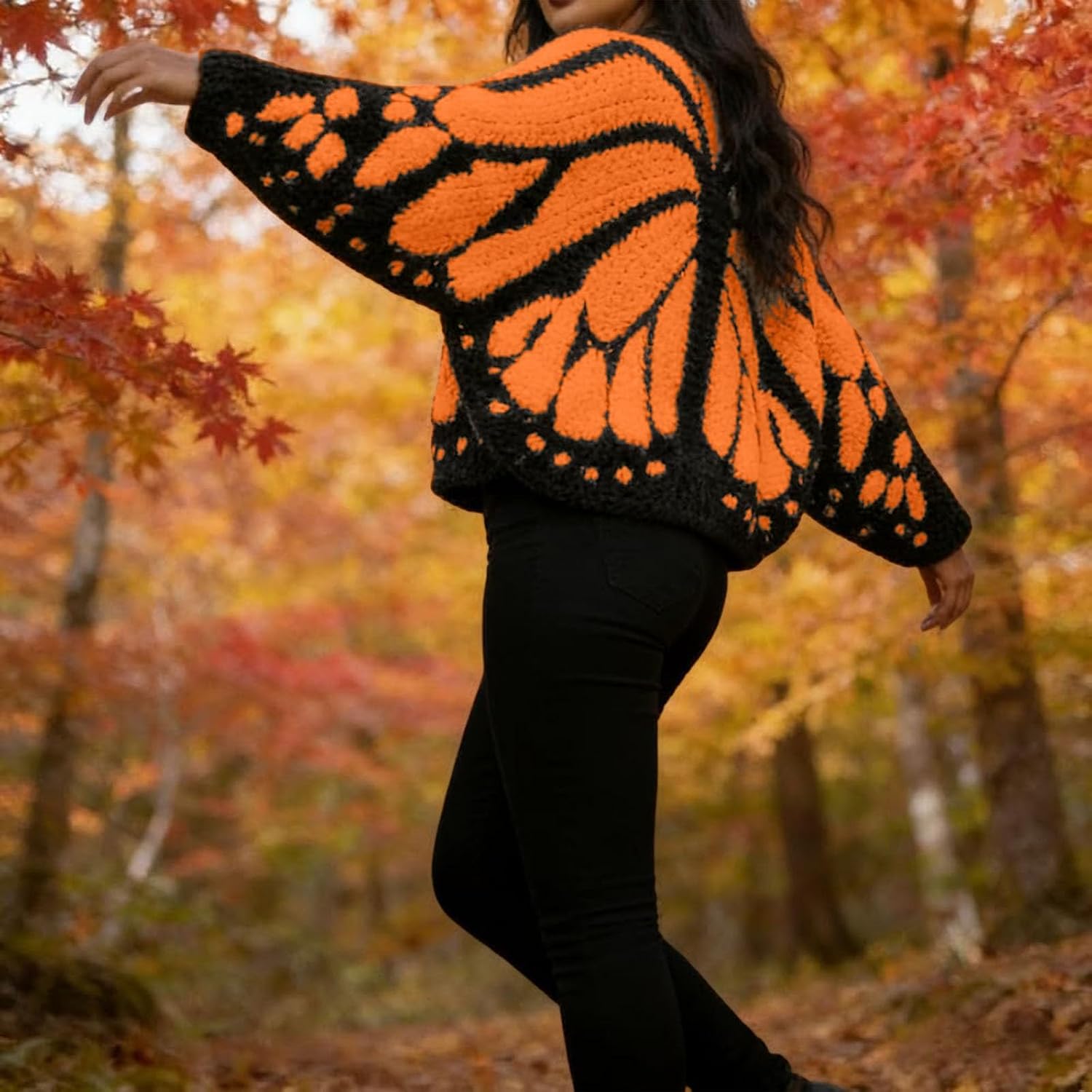 Monarch Butterfly Knit Cardigan Butterflies Wing Cloak Shawl Irregular Cardigan Sweater