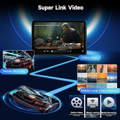 Miniatura 6 de Pantalla inalámbrica de Apple Carplay portátil estéreo para automóvil, Car Play Android Auto de 10.26 pulgadas, pantalla táctil IPS, receptores de