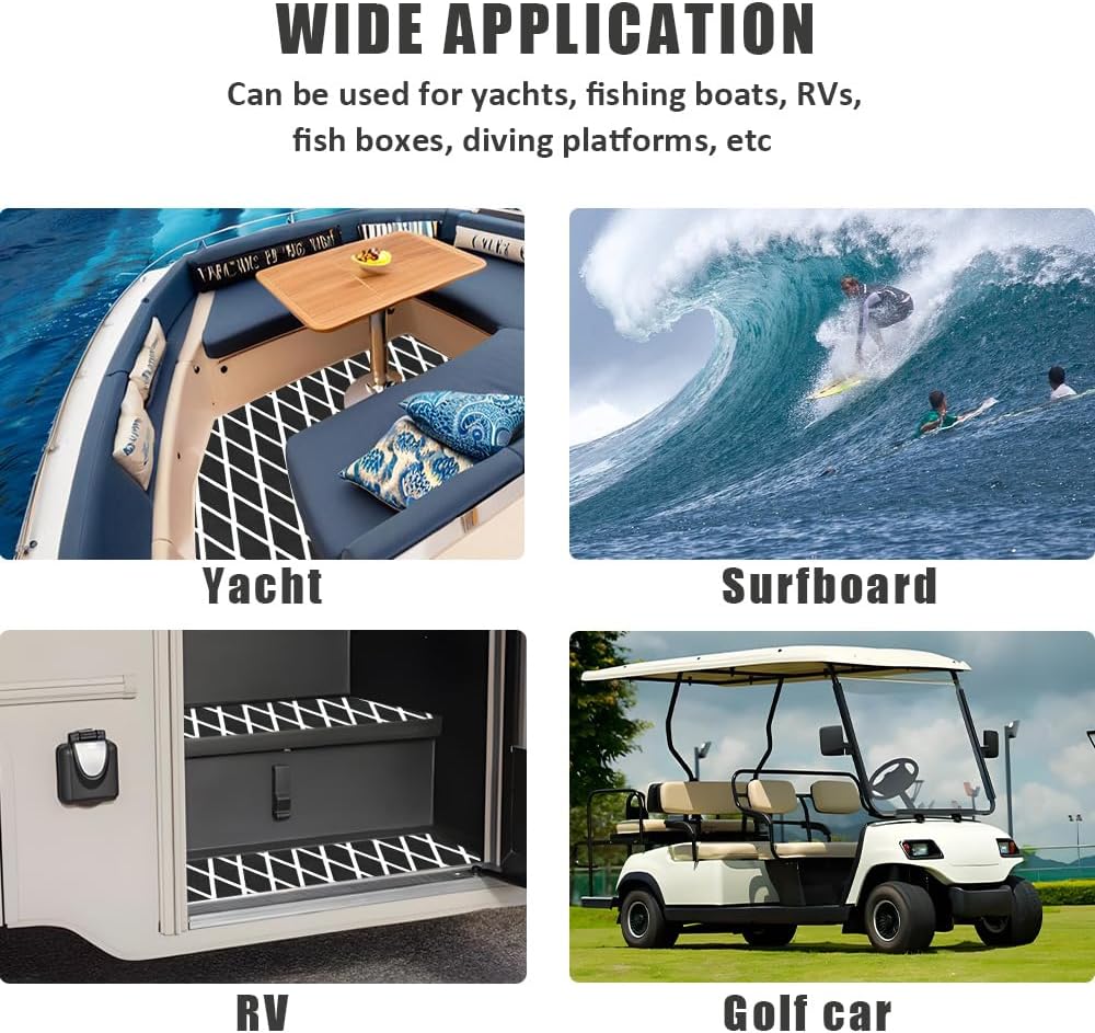98.4"×45.2" Self-Adhesive Boat Flooring EVA Foam Boat Decking Sheet Non-Slip for Fishing Suitable for Yachts,Gardens,Kart,etc