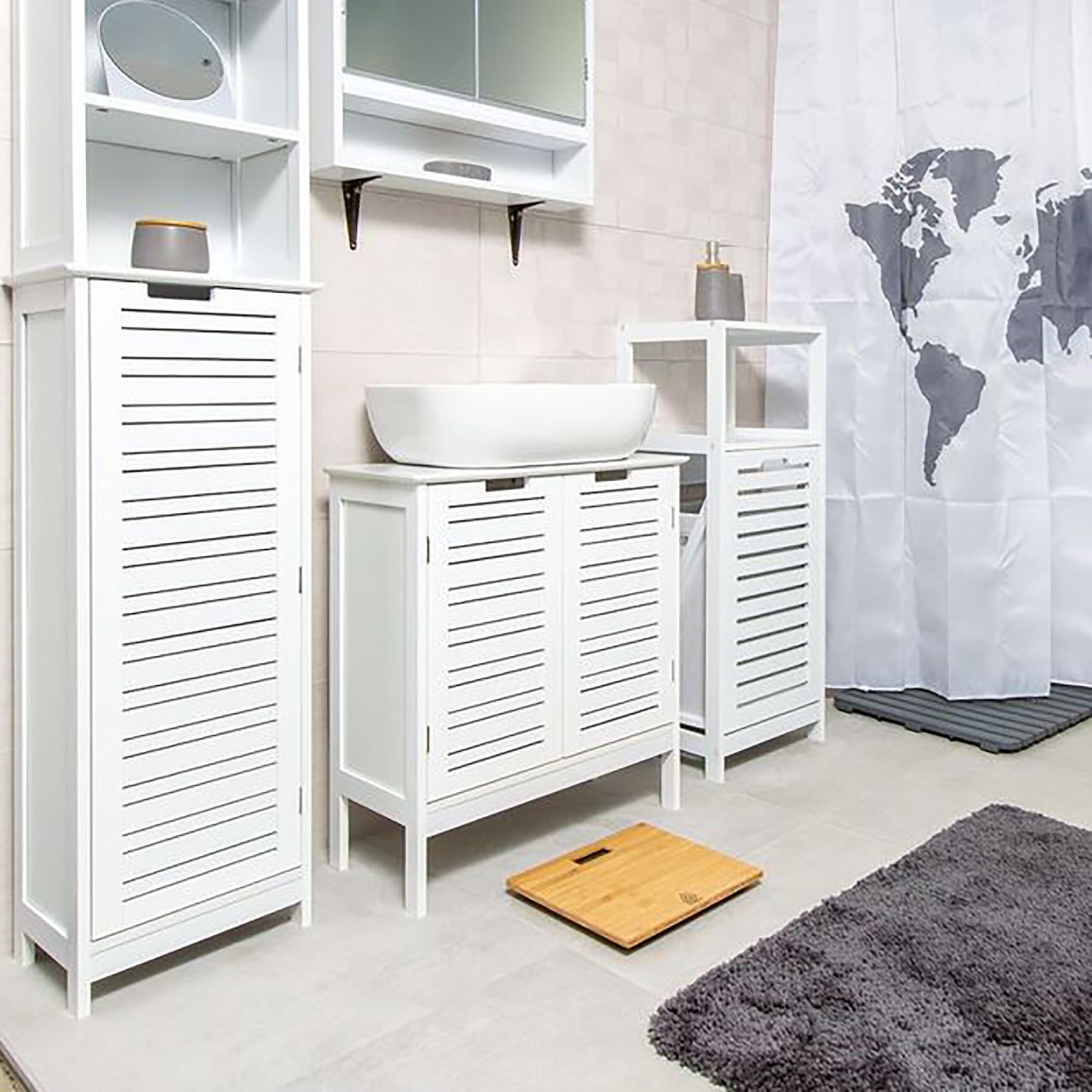 Tendance – Miami à Laver Table Structure + MDF, Portes, Bois, Blanc, 60 x 30 x 60 cm