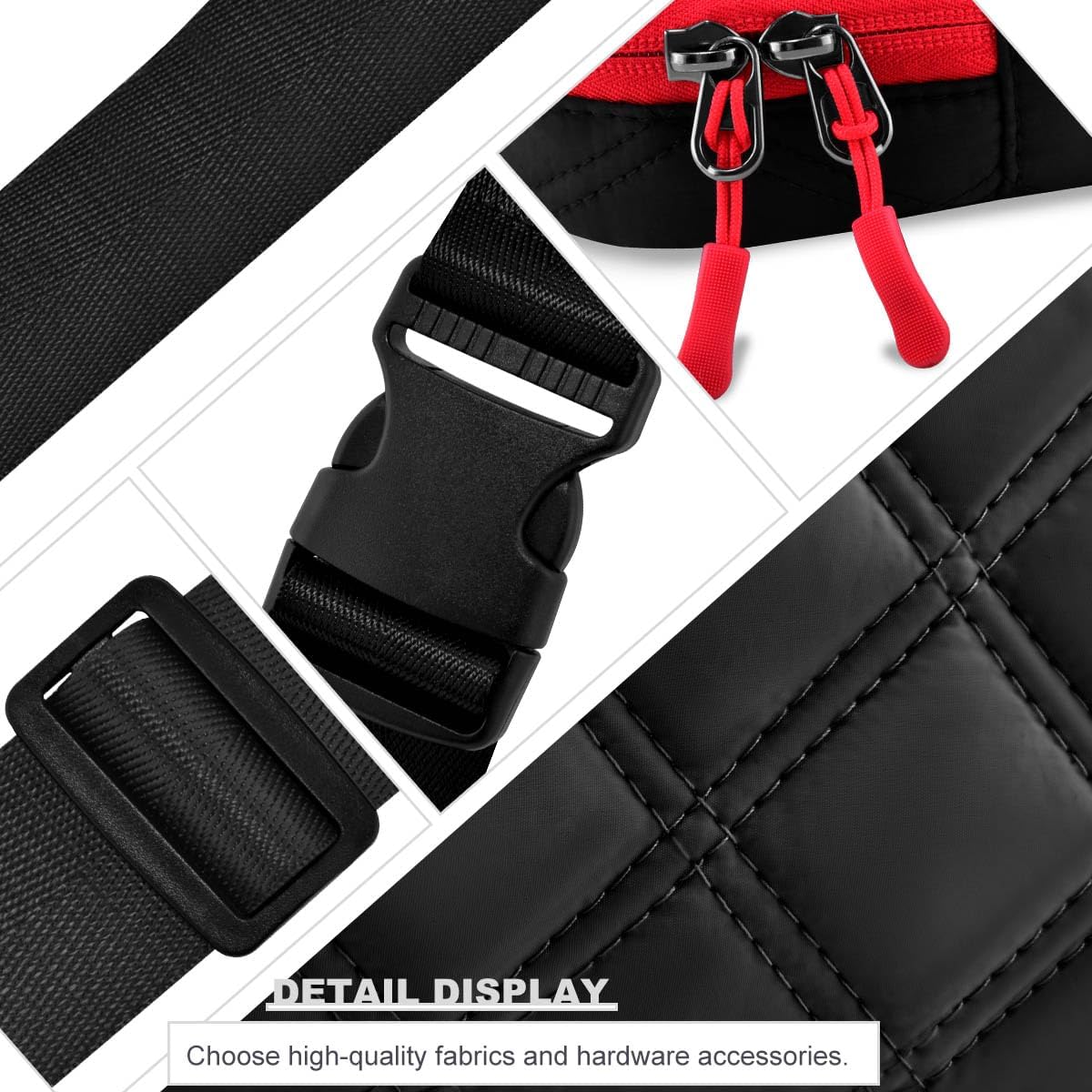 ZINZ Fanny Packs Waist Belt Bags for Travel and Daily Use, Crossbody Bum Hip Bag for Women and Men,Black Red - Image 6