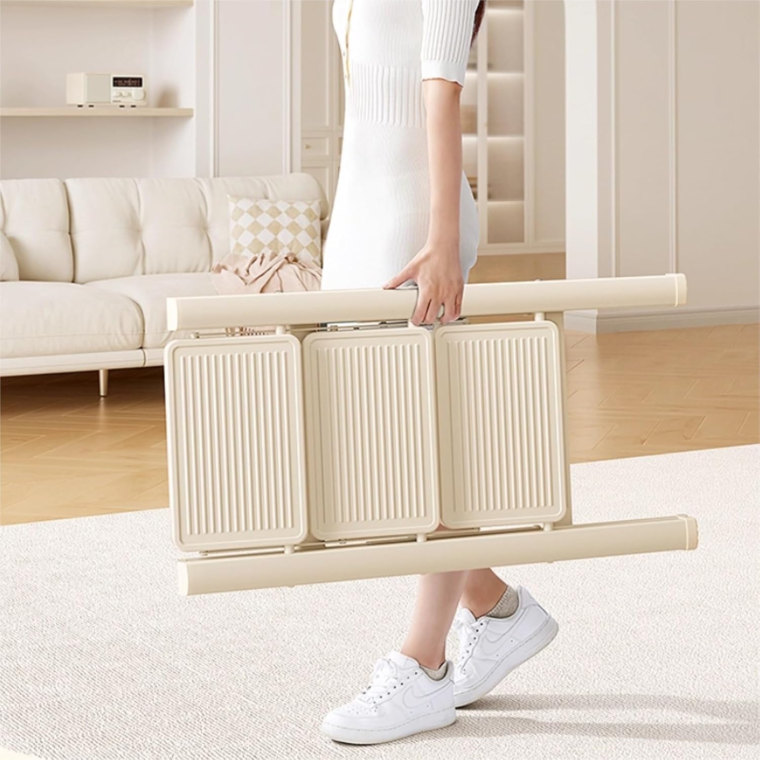 attic ladders Multifunctional Ladder Stool - Portable Telescopic Step Ladders Home Balcony Flower Stand Bedside Table & Shoe Rack(4 Step)