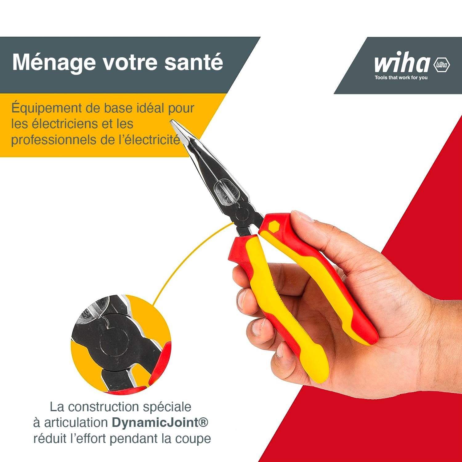 WIHA 27425 - Alicates de boca semi-redonda Professional electric Z 05 1 06 200 mm SB Professional electric Cod. Z05120006SB