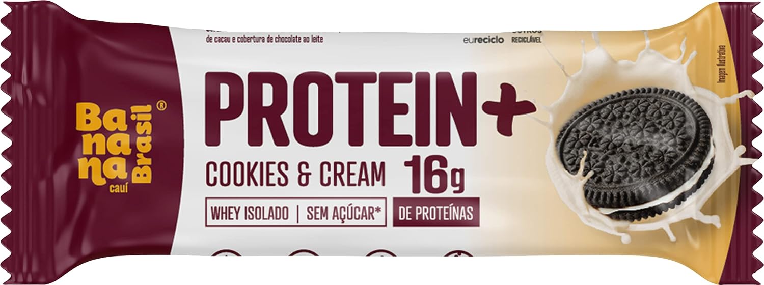 Banana Brasil Display Barra De Proteina Protein + Recheio De Cookie - 9 Unidades De 50G (450G)
