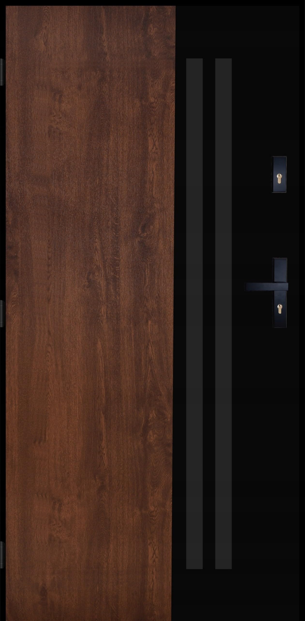 Porta d'ingresso 90 x 200 cm DIN sinistra – Porta d'ingresso 72 mm con rivestimento nano – Porta in acciaio 1,3 valore Ud – Set completo con telaio e maniglione – Robusta porta esterna con bullone di