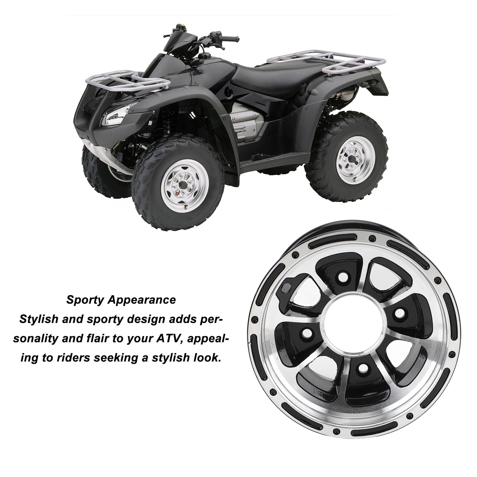 Jante de Roue de VTT, Roue de VTT Haute Résistance Sportive, Jante de Roue en Alliage D'aluminium 8 Pouces, pour Quad Bike Go Kart Cart (Roue arrière)