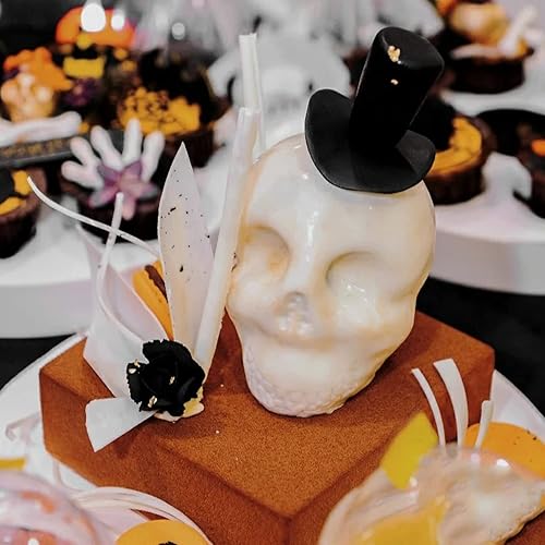 Miniatura 4 de MIYAHOUSE Moldes para fondant de Halloween molde de silicona de calavera murciélago araña esqueleto mano fantasma caramelo para decoración de
