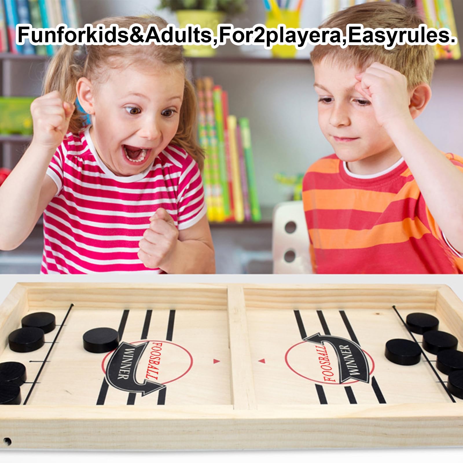 Hockey da Tavolo,Air Hockey da Tavolo Scacchiera in Legno Giochi Set Scacchiera Portatile 2 in 1 Giochi di Società Macchina daHockeys su Ghiaccio Gioch Bambinin,per Tavol Società