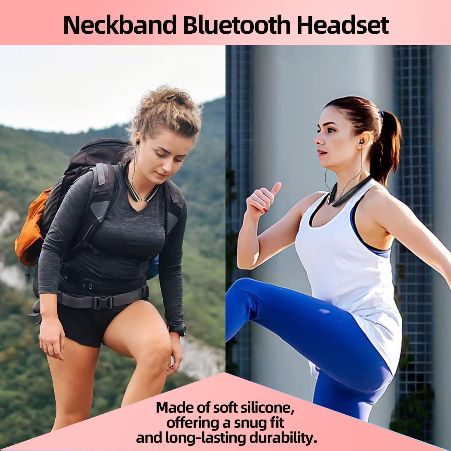Bluetooth Headphones Neckband, Retractable Headset Wireless Sports Earbuds Noise Cancelling Stereo Earphones with Microphone, IPX5 Sweatproof, Compatible with iPhone Android (Black) - Image 6