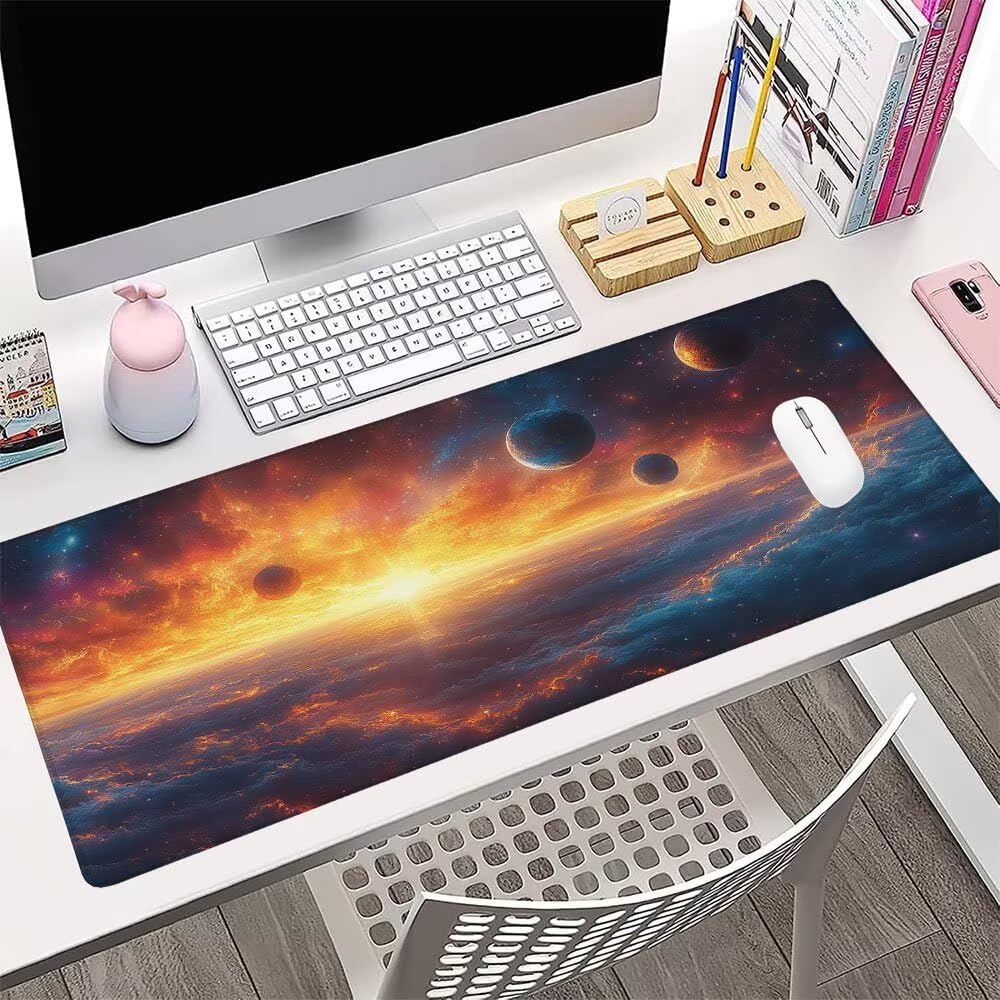 Alfombrilla de Mouse para Juegos, Nero, XXL, Antideslizante, Impermeable, Diseño de Cielo stellato, Extendido, Grande, 1200x600x3mm, para PC, Laptop, Ufficio, Famiglia d-487