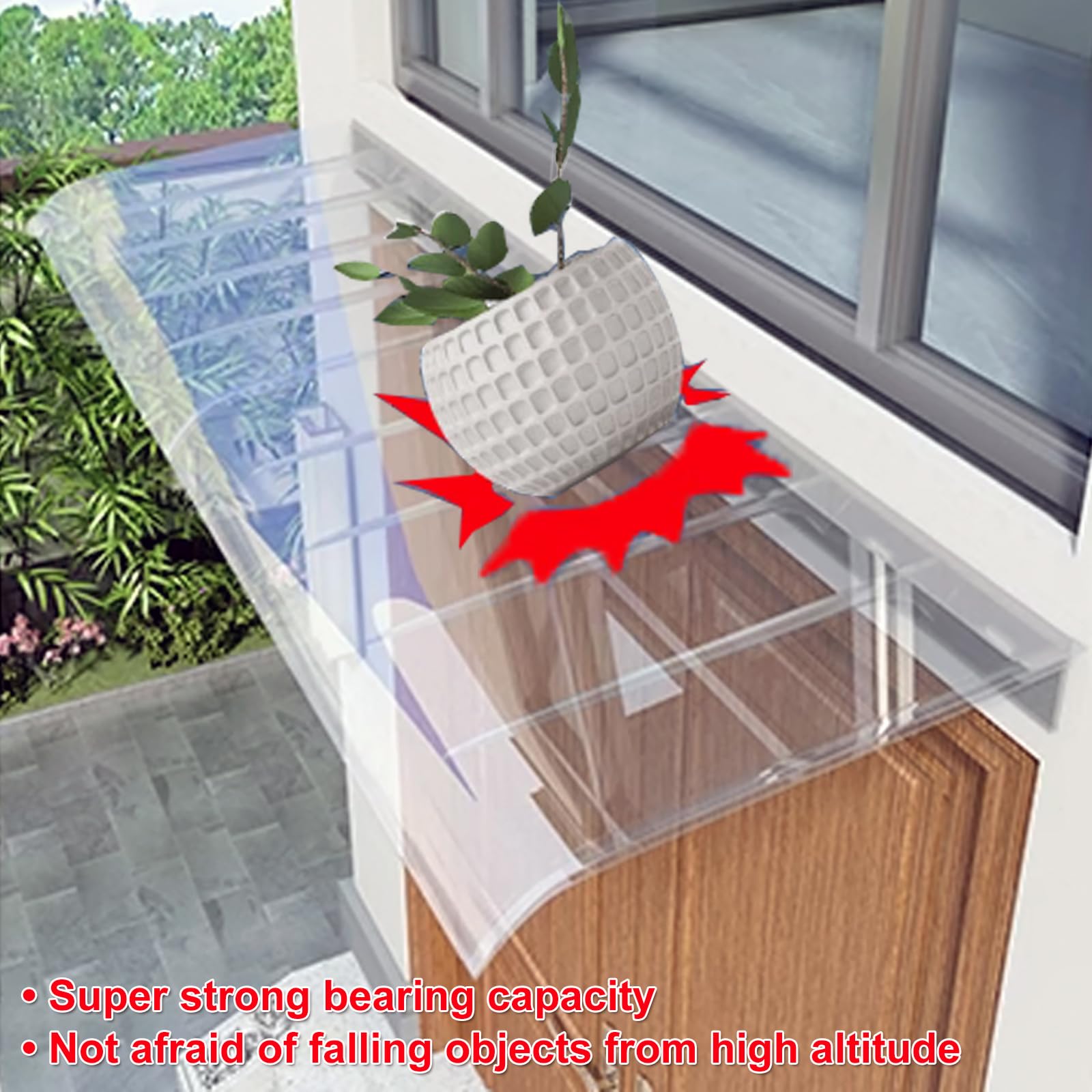 Resistente tenda da esterno 50 x 140 cm in policarbonato trasparente, protezione solare e pioggia, copertura per ingresso con hardware per case e aziende