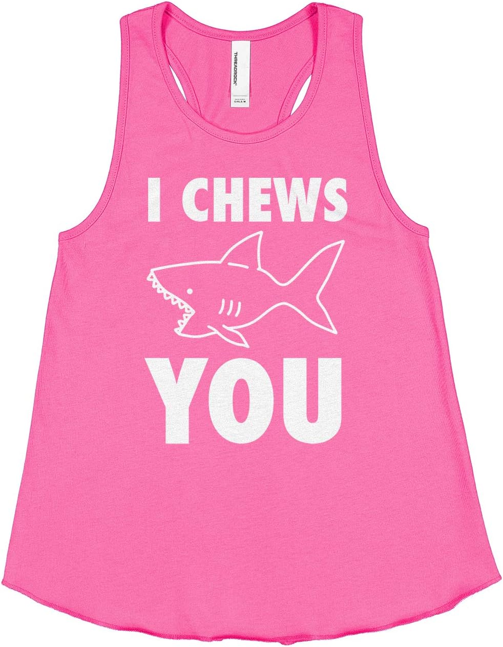 Threadrock Big Girls' I Chews You Shark Racerback Tank Top