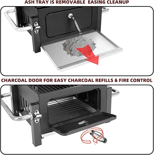 Miniatura 7 de Parrilla de carbón portátil, ahumador de barbacoa al aire libre, pequeña parrilla de barbacoa para cocinar al aire libre, patio trasero, campamento,