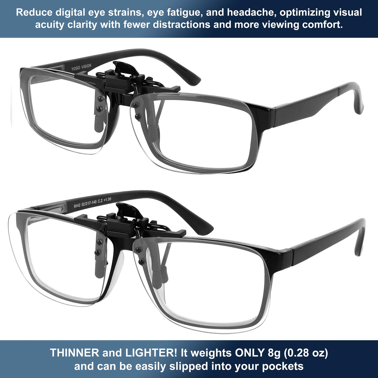 Success Eyewear Yogo Vision Gafas de luz azul para hombres y mujeres, gafas de computadora con montura semi-sin montura