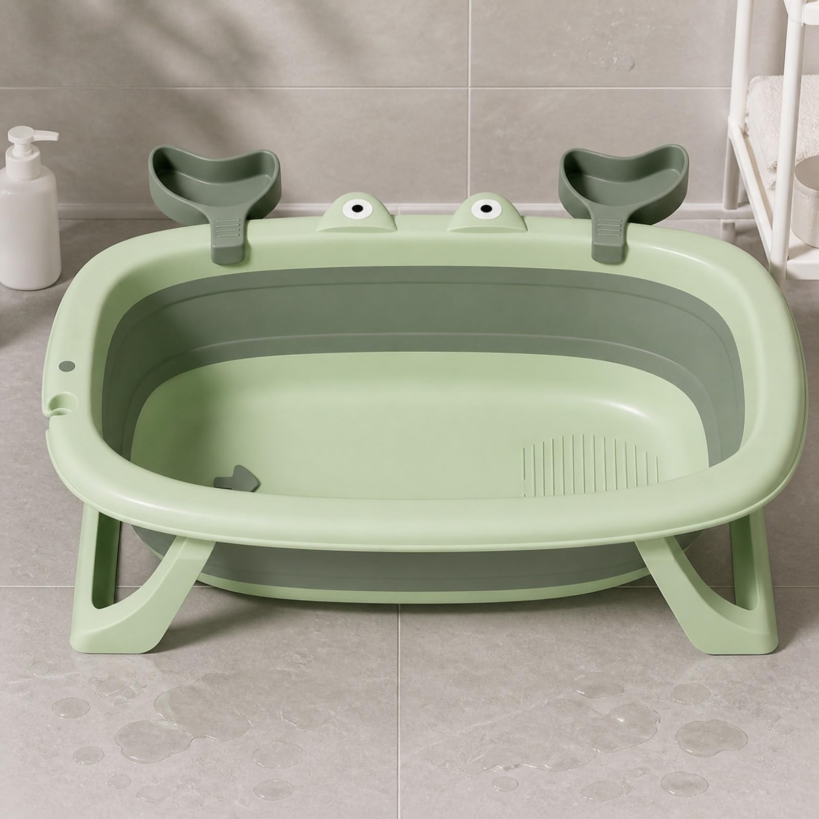 Vasca da Bagno per Salvaspazio | Maniglie Laterali Integrate, Vasca da Bagno per Cuccioli, Casa, Verde