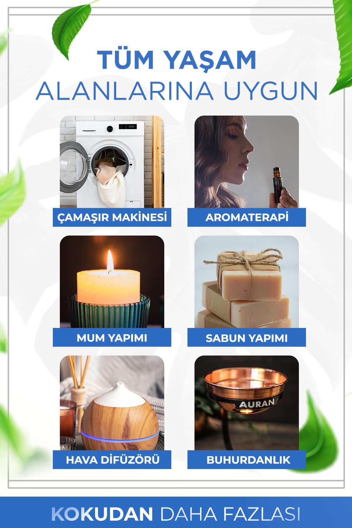 AURAN Okaliptus Esansiyel Uçucu Koku Yağı Difüzör Esansı Buhurdanlık Yağı Aromaterapi Yağı 10ml