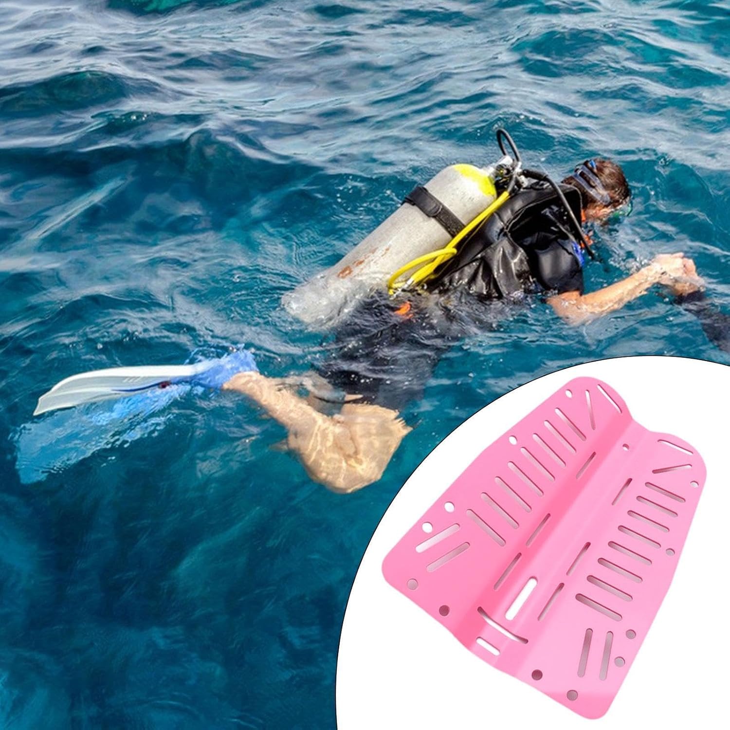 Scuba Diving Backplate Lightweight Carbon Fiber Stainless Steel Tank Support Tech Gear, Pink
