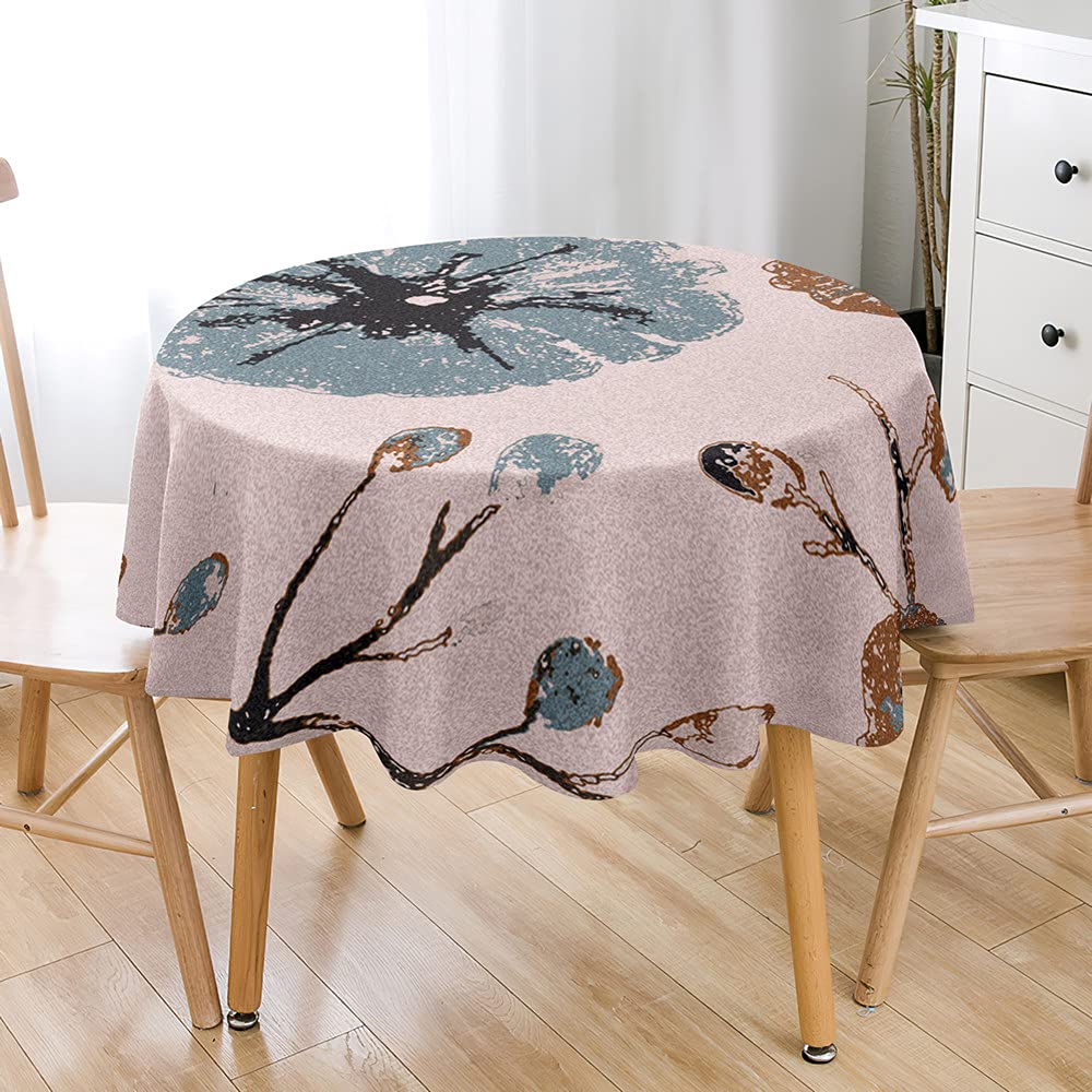 Highdi Nappe Ronde Anti Tache, 3D Rétro Imprimer Impermeable Nappe De Table De Décoration Pour Cuisine Picnic Party Jardin Table Protection Tables Pour Restaurants (Fleur De Luxe,Diamètre 120cm