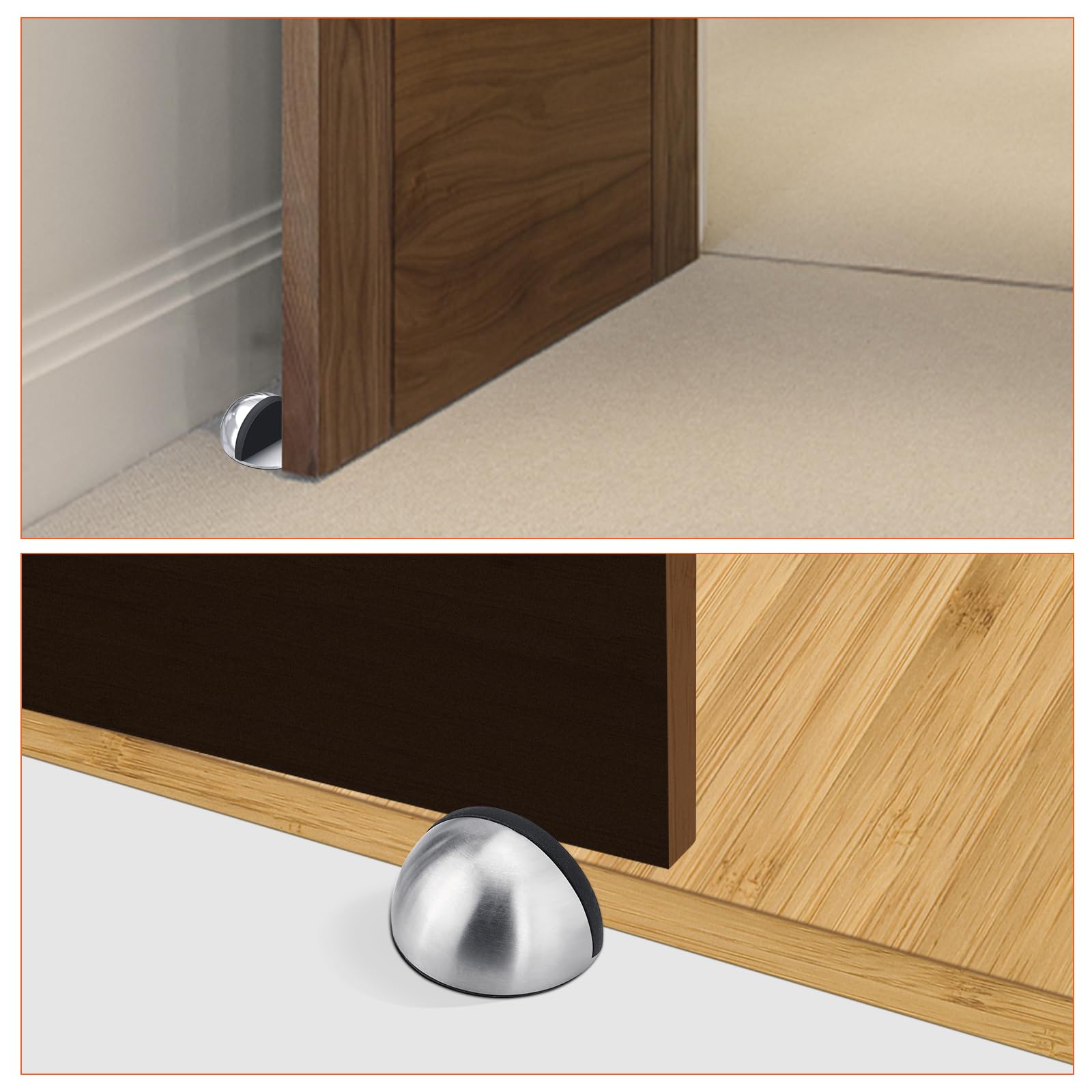 6 Fermaporta Adesivi A Pavimento - Acciaio Inox Con Gomma, Protezione Porte E Pareti - Foto 11