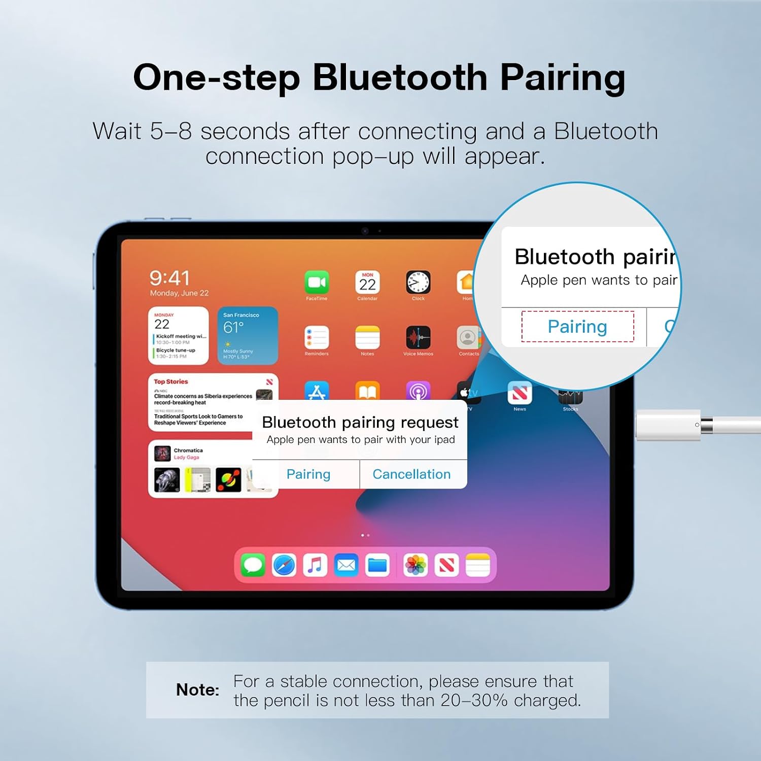 TiMOVO USB C to Pencil Adapter for Apple Pencil 1st Generation, USB C Male to Lightning Female Charging Adaptor for iPad 10th Generation, Bluetooth Pair Connector Apple Pencil Charger, White