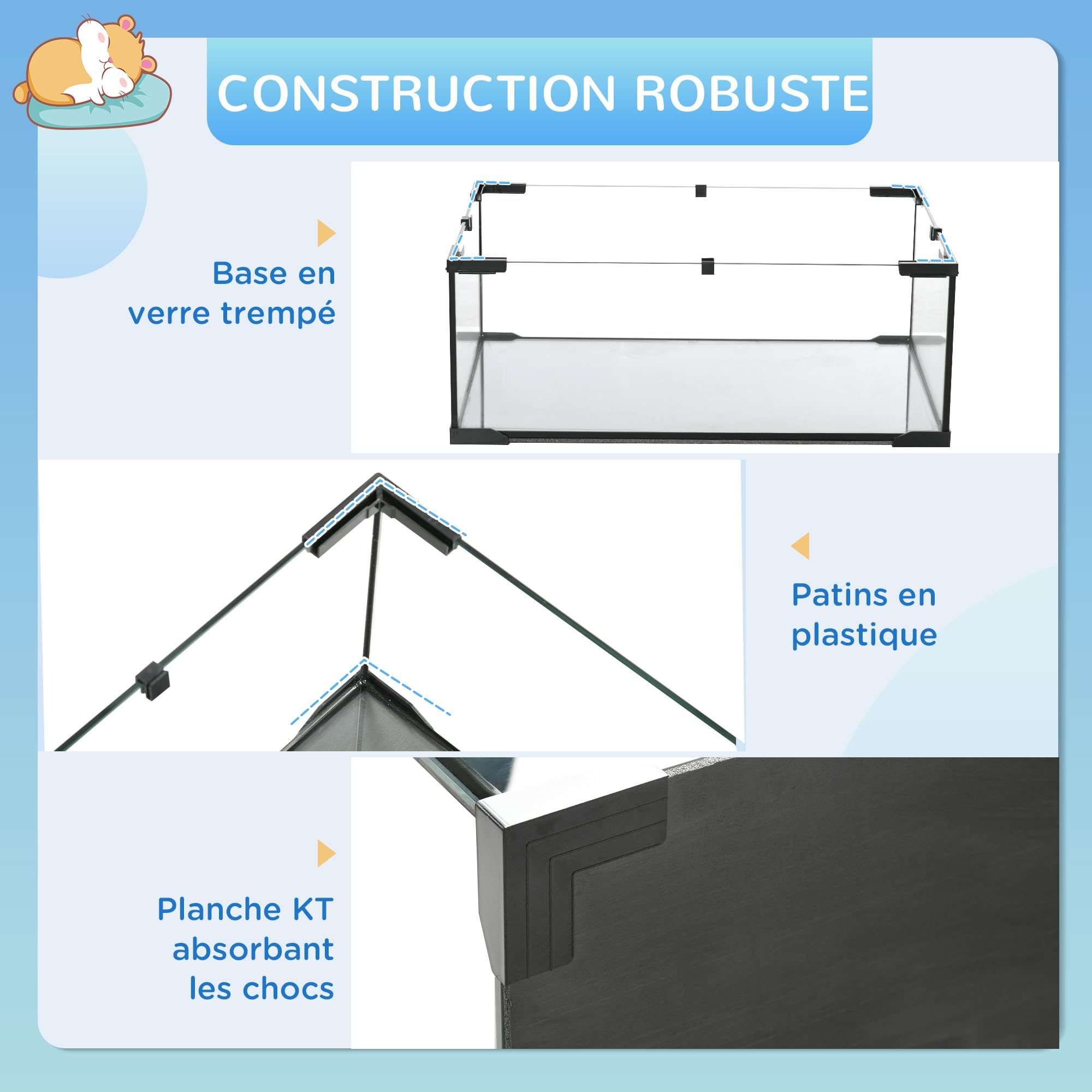 PawHut Cage Hamster 3 Niveaux avec Roue, Rampes, Maisonnette, Abreuvoir, Mangeoire, 60L x 40l x 54,5H cm, Noir