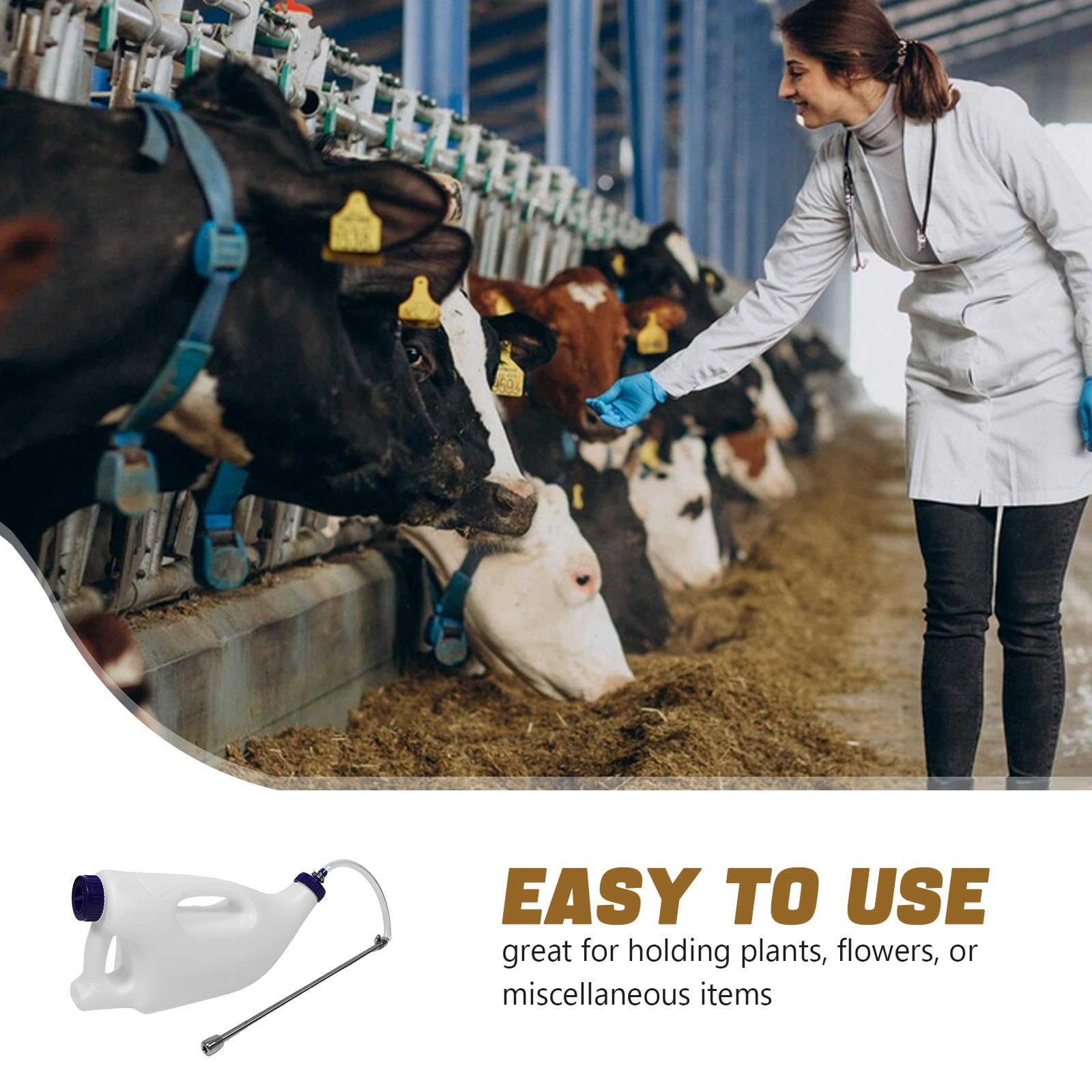 Biberon per Vitelli 4l in Plastica Bianco per Farm | Adatto a Agnelli e Vitelli, Struttura Lattice Resistente All'usura, Accessorio da Allevamento per Uso Agricolo