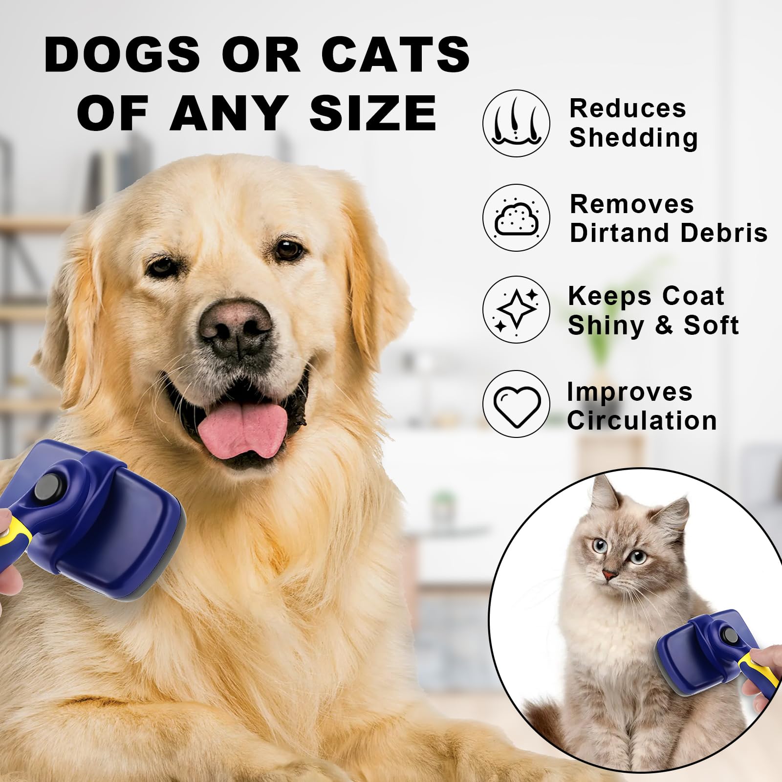 NursCare Self Cleaning Dog Slicker Brush, Slicker Brush for Dogs, Gently Removes Loose Undercoat - Image 3