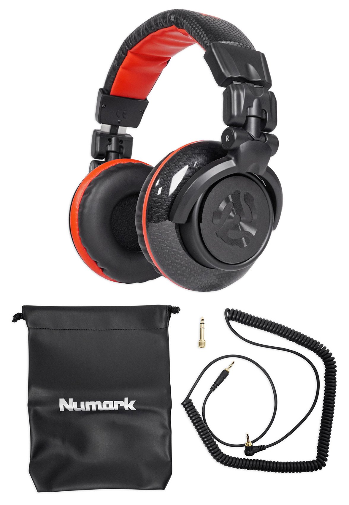 NumarkRed Wave Carbon | 50mm Driver Professional Mixing Headphones with 1/8" Adapter, Cable, & Storage Case