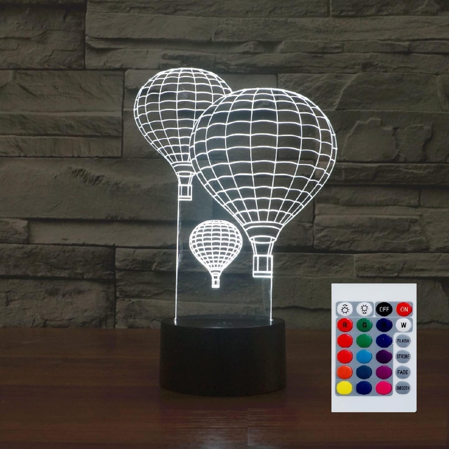 Night Light for Kids 3D Hot Air Balloon Led Lamp with Remote Control 16 Color Changing Xmas Birthday Gift for Child