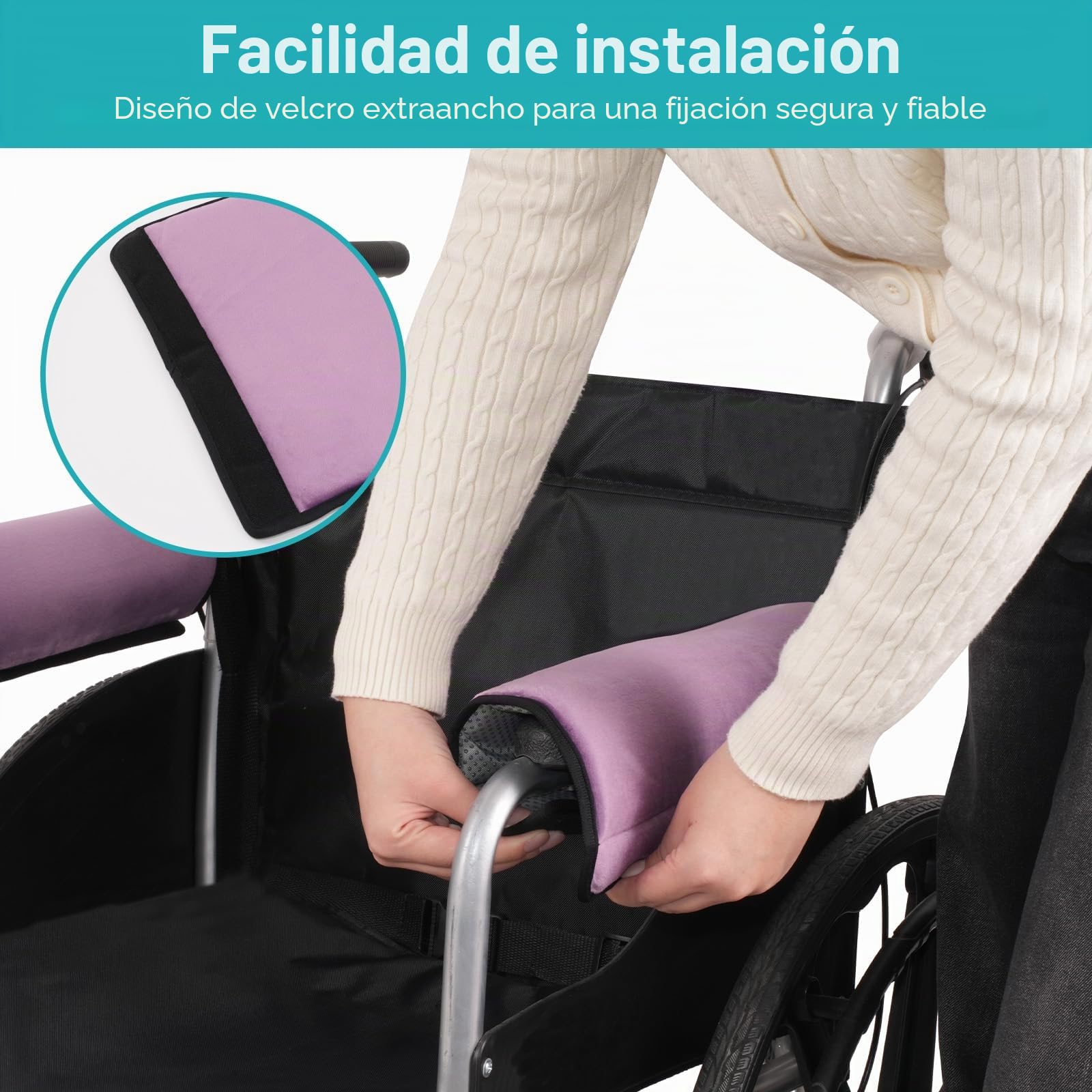 Almohadillas para reposabrazos para sillas de Ruedas, 2 Unidades de reposabrazos, Fundas Acolchadas de Espuma viscoelástica, Purple