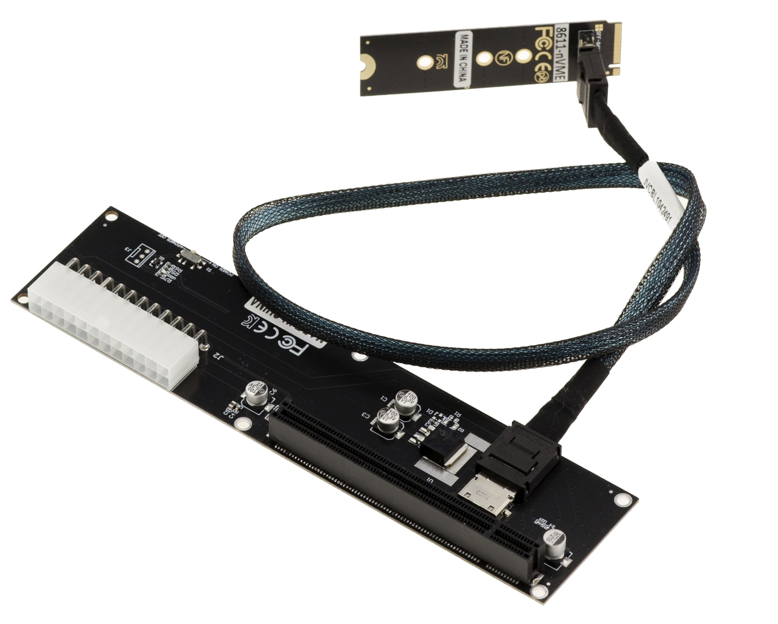 KALEA-INFORMATIQUE Piastra adattatore M2 NVMe M Key a PCIe 16x Gen 4.0 32G compatibile con qualsiasi scheda PCIe, comprese le GPU grafiche. Collegamento ad alta velocità Oculink SFF-8611