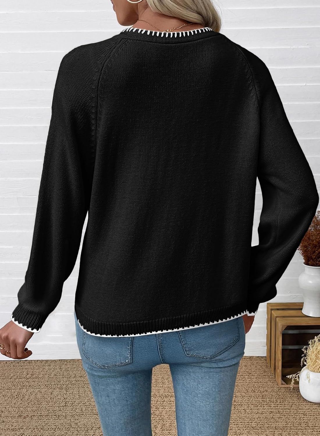 EVALESS Womens Cardigan Sweaters Trendy V Neck Long Sleeve Open Front Bow Tie Knit Chunky Lightweight Fall Outerwear - Image 4