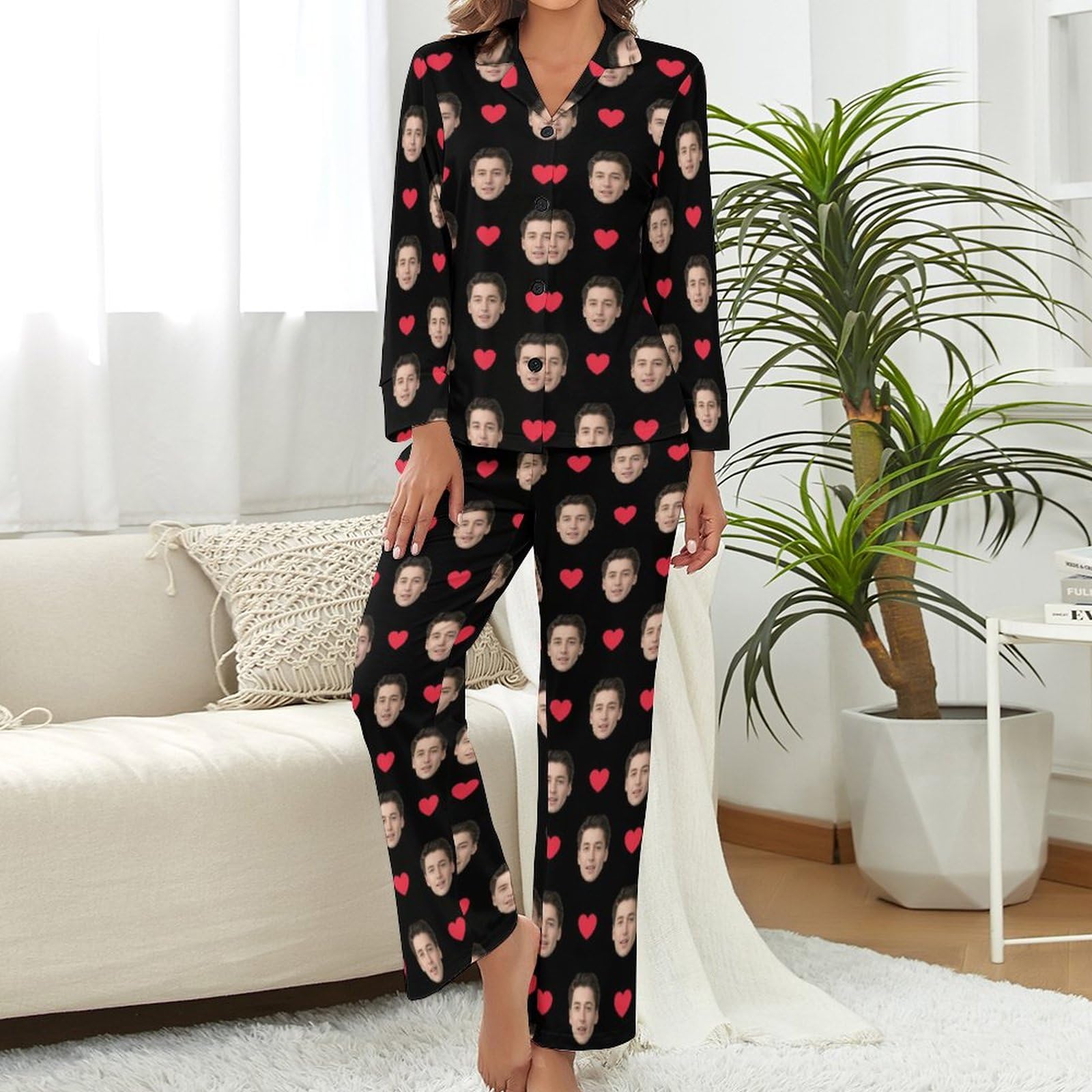 Set Pigiama Donna Personalizzato con Foto del Viso Set di Pigiami da Donna Personalizzati con Foto Set di Pigiami da Donna Set di Pigiami da Donna Personalizzati Pjs per la Notte