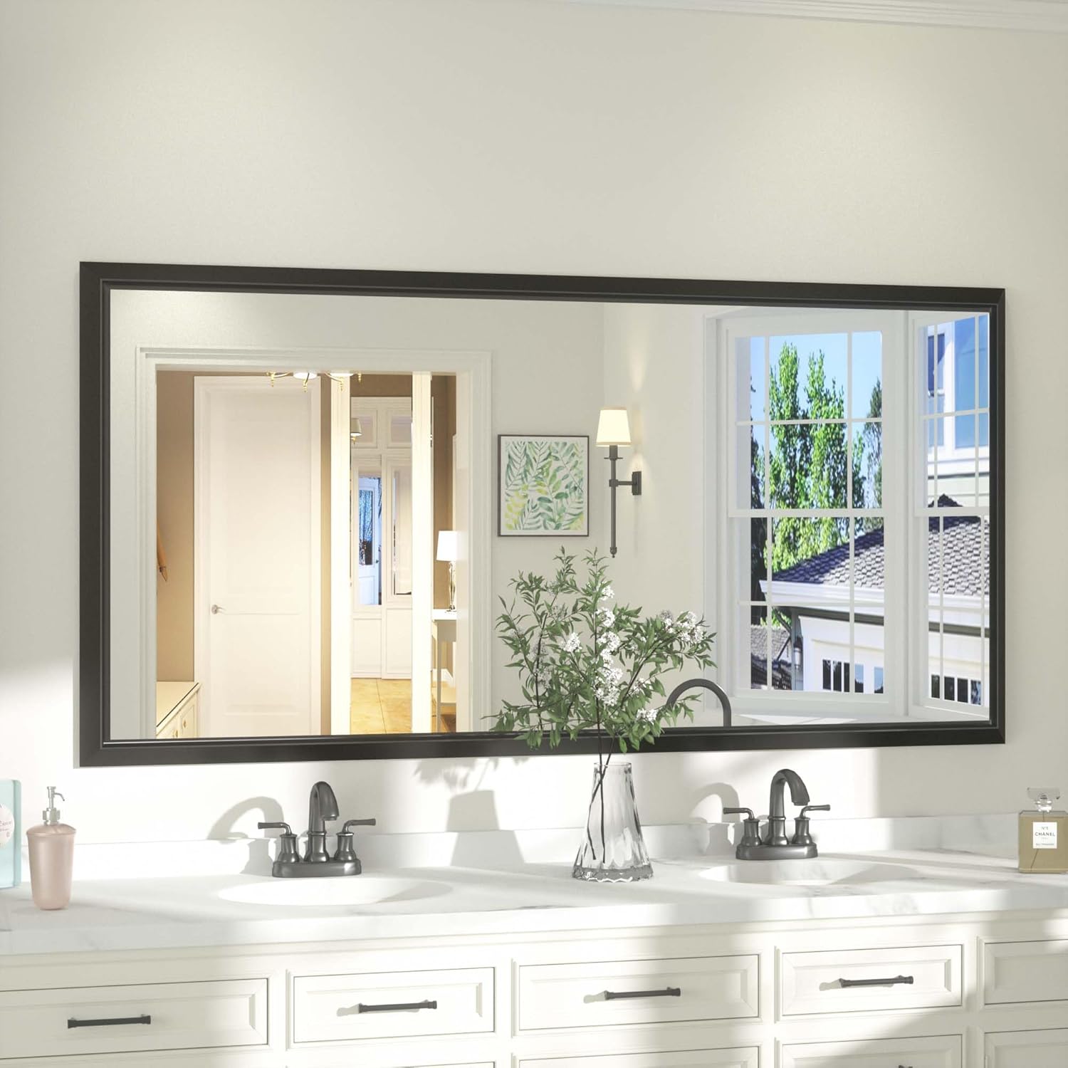 Wansi Shine 60x30 Inch Black Mirror for Bathroom Vanity