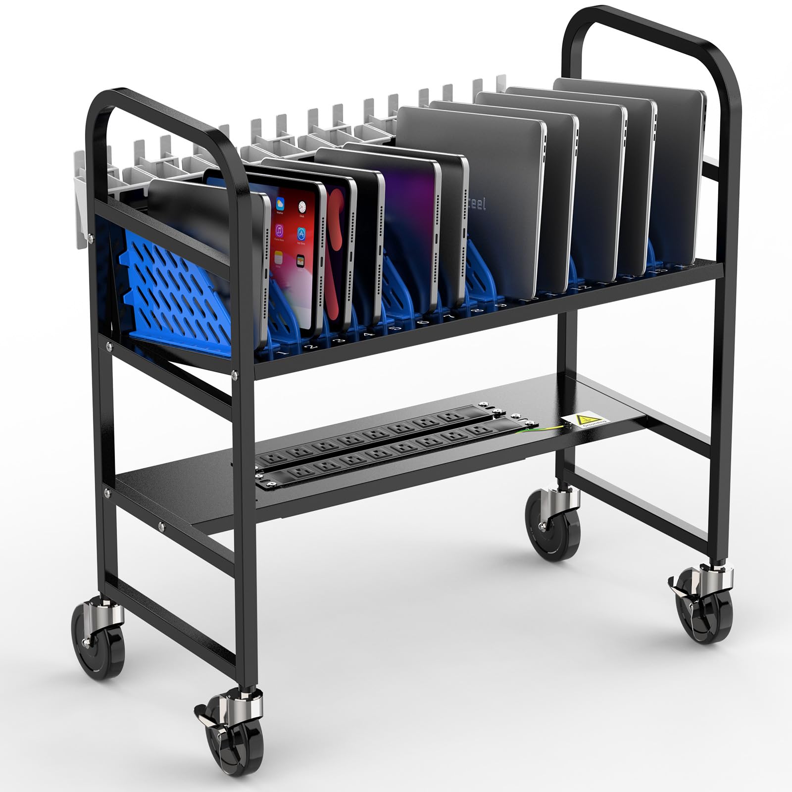 Meteteel 16 Device Open Charging Cart for Chromebook Laptop Tablet K-12